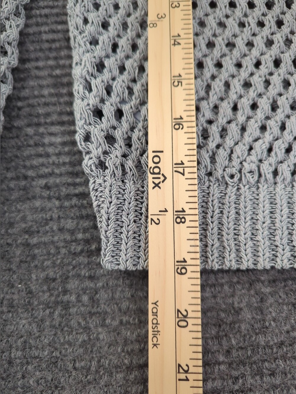Theory Merletto Mesh Cardigan Ice Blue Gray Blue Open Knit Cropped Small Beach - Picture 8 of 11